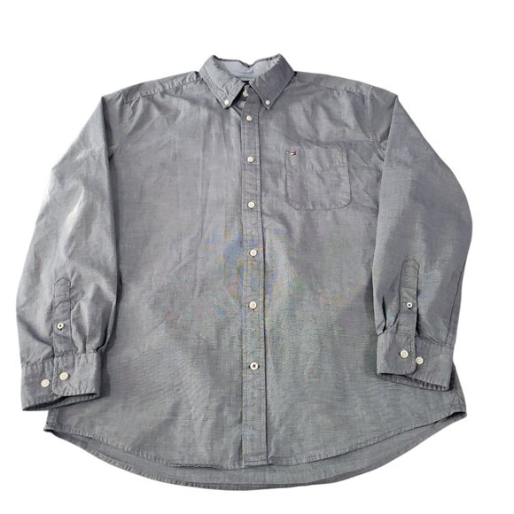 Tommy Hilfiger Mens Blue Long Sleeve Button Down Shirt Classic Fit XL - Picture 1 of 4
